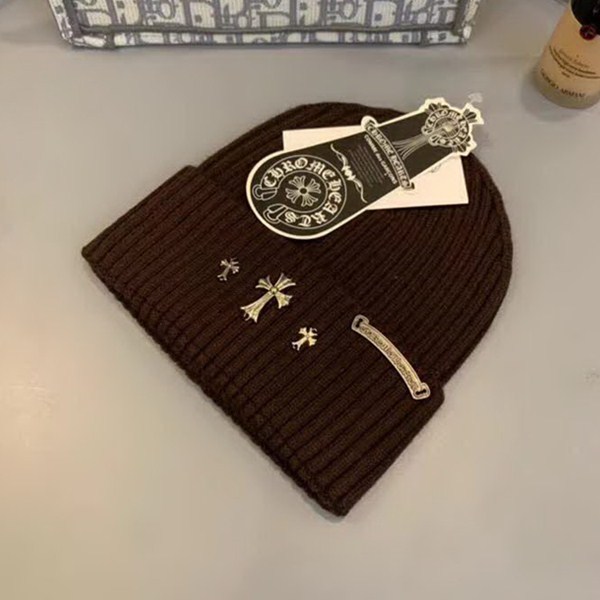 20冬季最新专柜款-ChromeHearts网红时尚博主推荐款皮标针织毛线帽，手感超柔软舒适的针织线帽，弹性极佳！时尚街头风，黑白时尚百搭色！