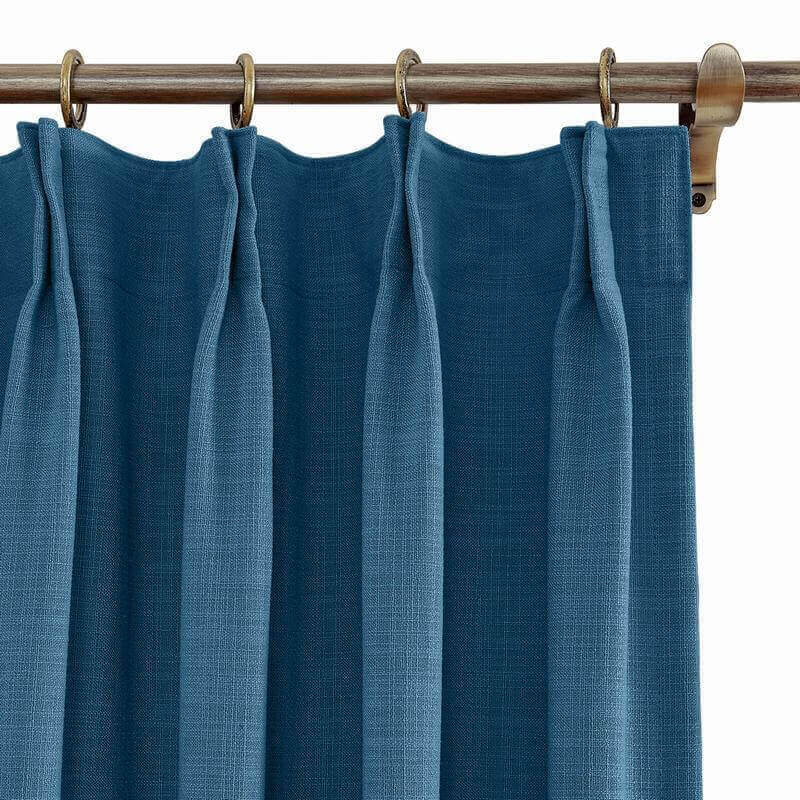 CUSTOM Liz Navy Blue Polyester Linen Curtain Drapery with Lined