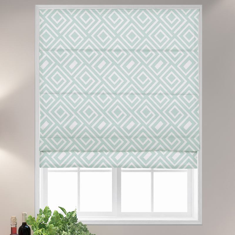ATELIER Geometric Print Polyester Linen Roman Shade