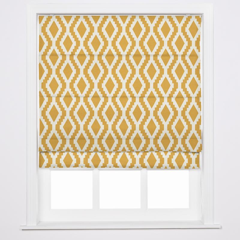 JULIAN Geometric Print Polyester Linen Room Darkening Roman Shade