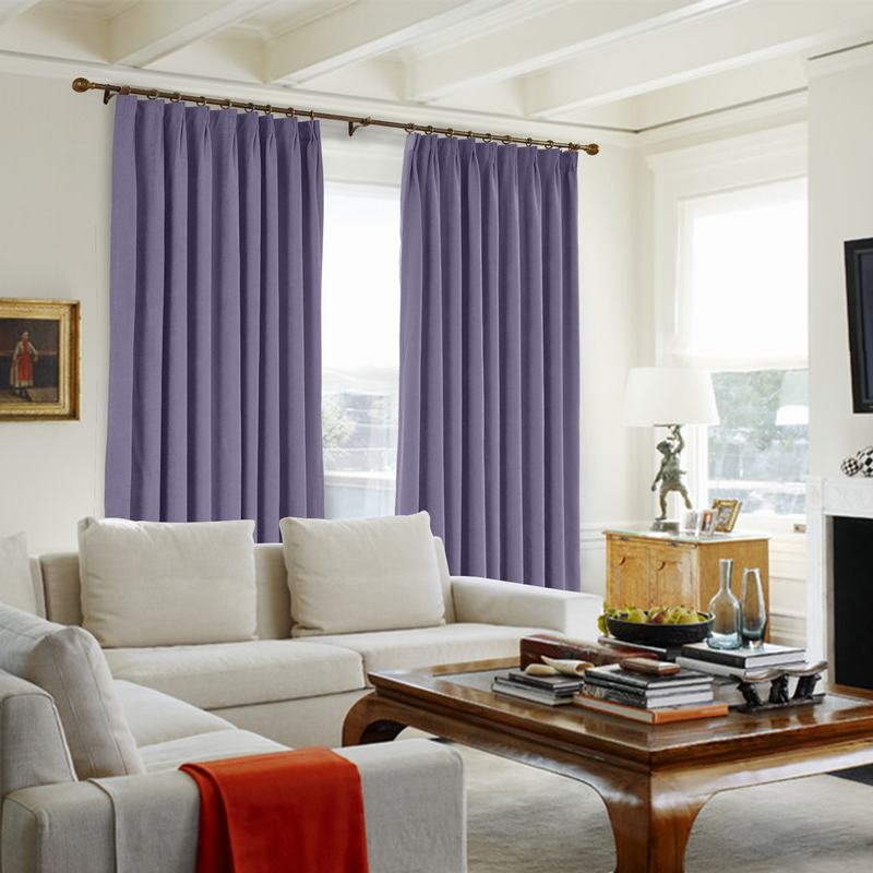 CUSTOM Kante Purple Polyester Cotton Drapery With Lining Curtains