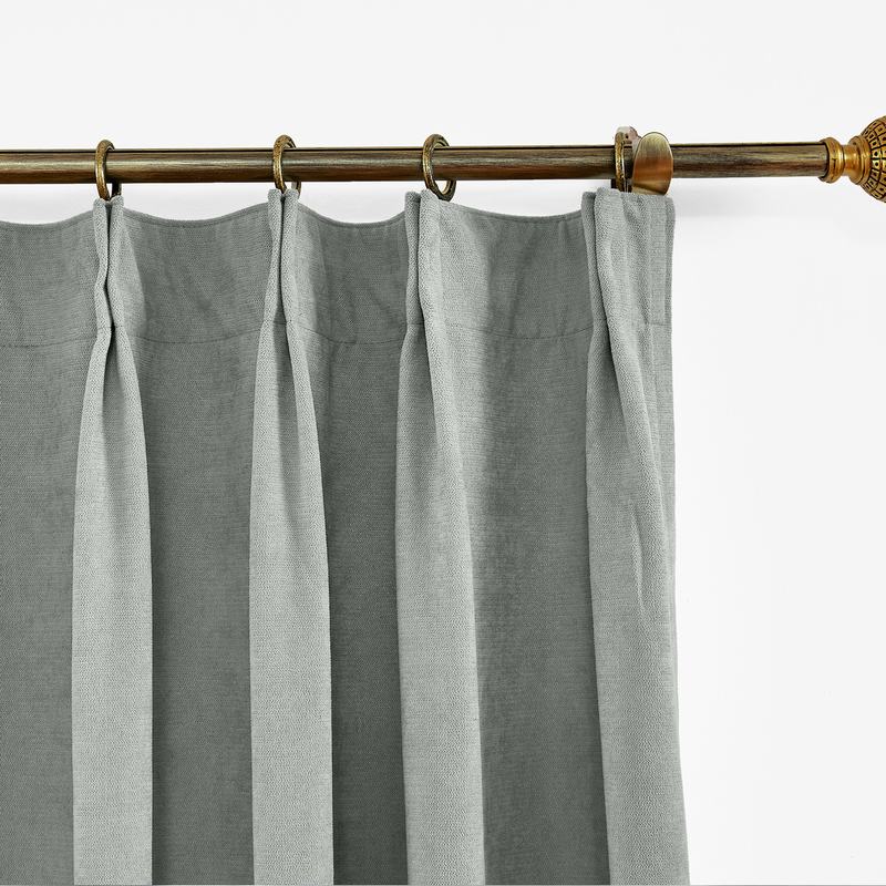 CUSTOM Kante Gray Polyester Cotton Drapery With Lining Curtains