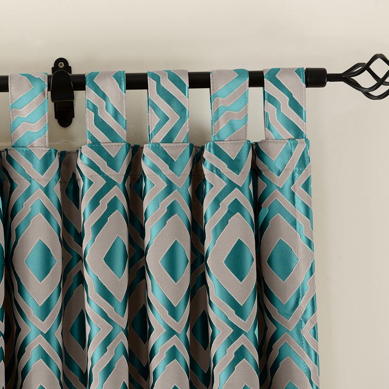 High Density Rhomboid Jacquard Drapery Dust Proof Two-Toned Damask Diamond Curtain NINA