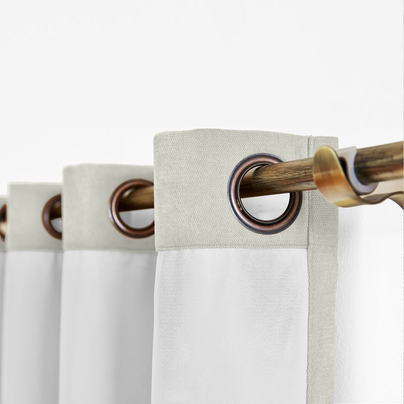 CUSTOM Kante Beige Gray Polyester Cotton Drapery With Lining Curtains