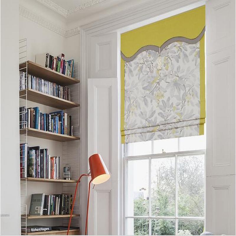 Print Polyester Roman Shade In Yellow