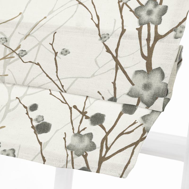 ASTRID Plum Blossom Print Polyester Linen Room Darkening Roman Shade