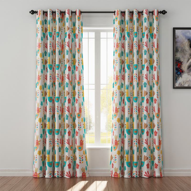 Animals Print Polyester Linen Curtain Drapery HARRY