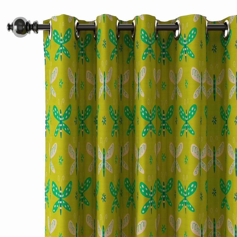 Animals Print Polyester Linen Curtain Drapery with Privacy Blackout Thermal Lining CECIL