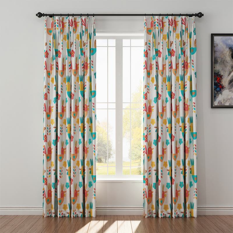 Animals Print Polyester Linen Curtain Drapery HARRY