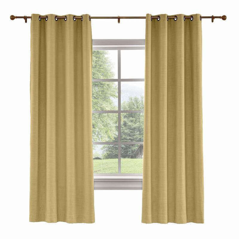 CUSTOM Liz Khaki Polyester Linen Curtain Drapery with Lined