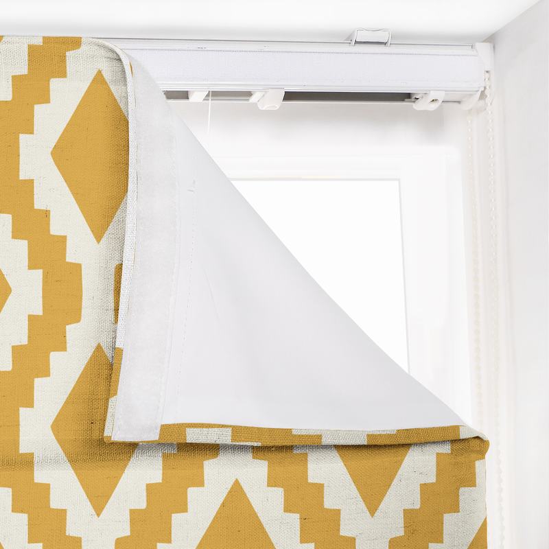 JULIAN Geometric Print Polyester Linen Room Darkening Roman Shade