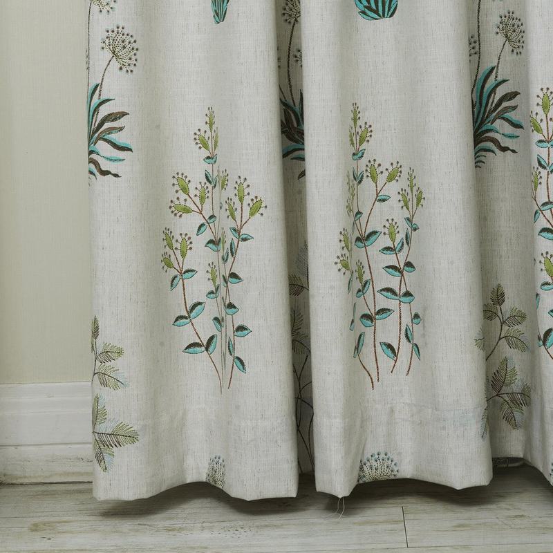Botanical Floral Print Polyester Cotton Curtain Drape AURORA