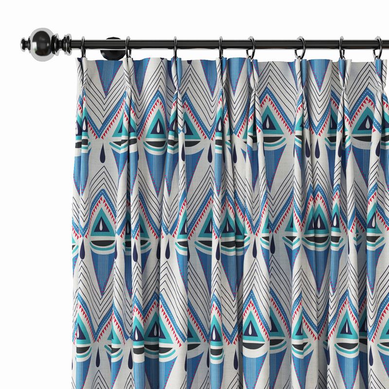 Abstract Print Polyester Linen Curtain Drapery ELIZABETH