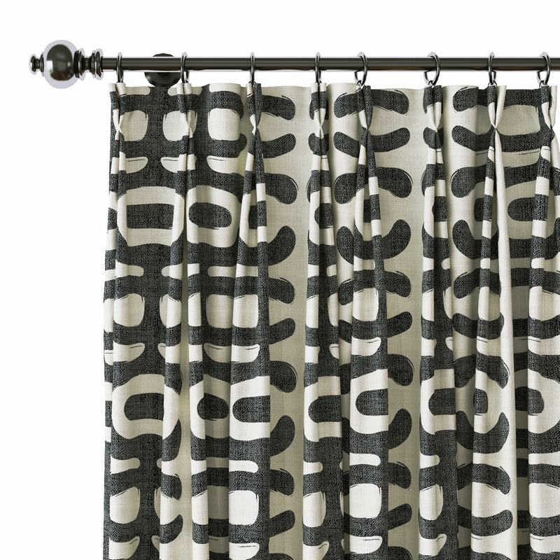 Abstract Print Polyester Linen Curtain Drapery GRAPE