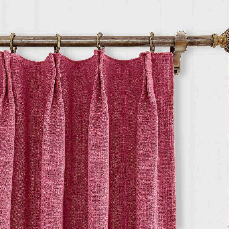 CUSTOM Liz Burgundy Red Polyester Linen Window Curtain Drapery with Lined