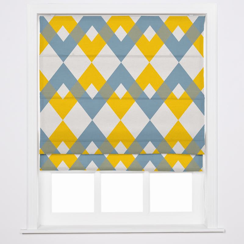 FOX Geometric Print Polyester Linen Roman Shade