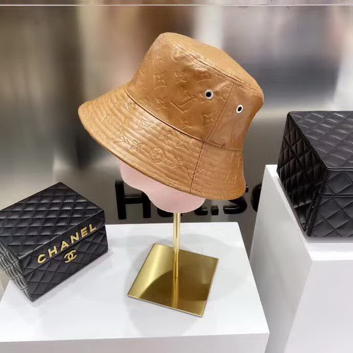 20冬季最新专柜款-路易威登LV新款麂皮绒拼皮绒双面压花皮革渔夫帽，超显质感