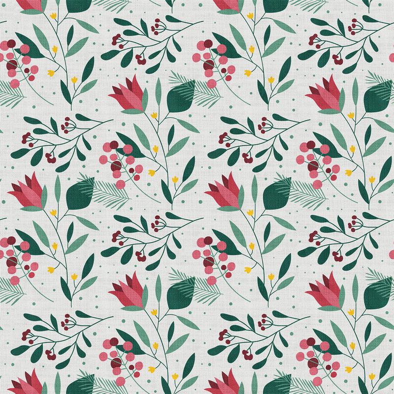 Floral Print Polyester Linen Curtain Drapery ANCHOR