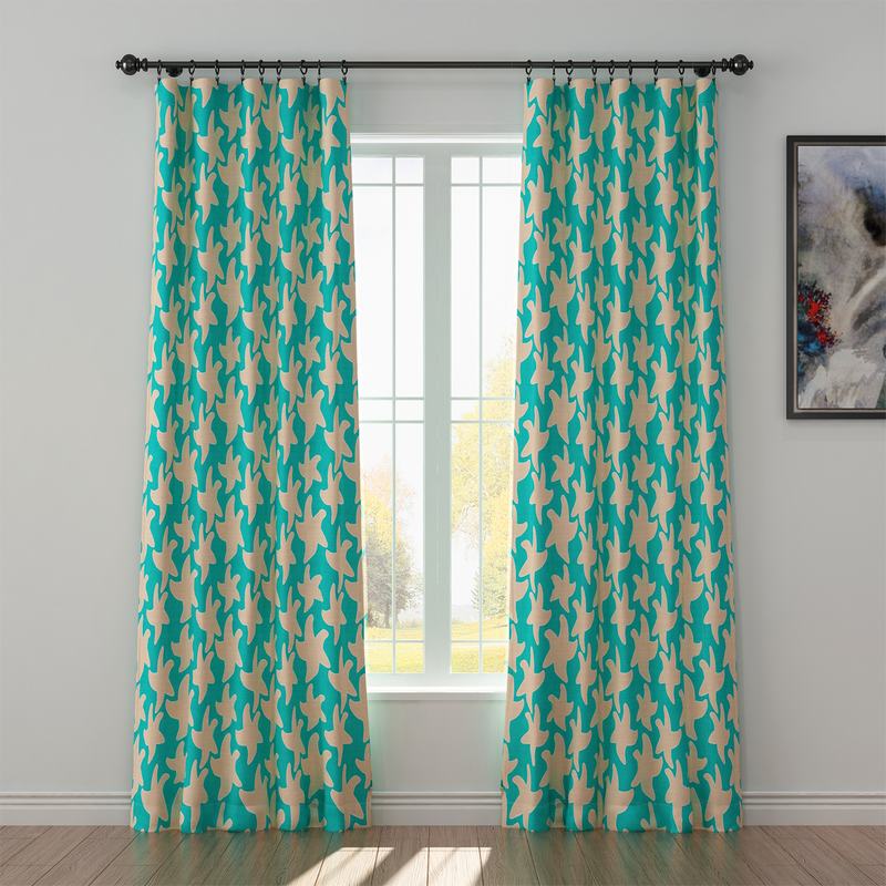 Abstract Print Polyester Linen Curtain Drapery JUEYE