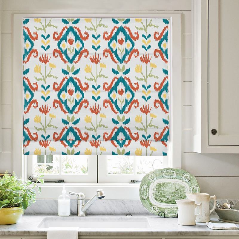 ANGELIA Ethnic Print Polyester Linen Roman Shade