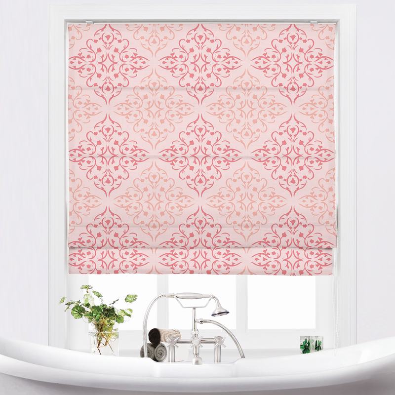 KRISTINE Geometric Print Polyester Linen Roman Shade
