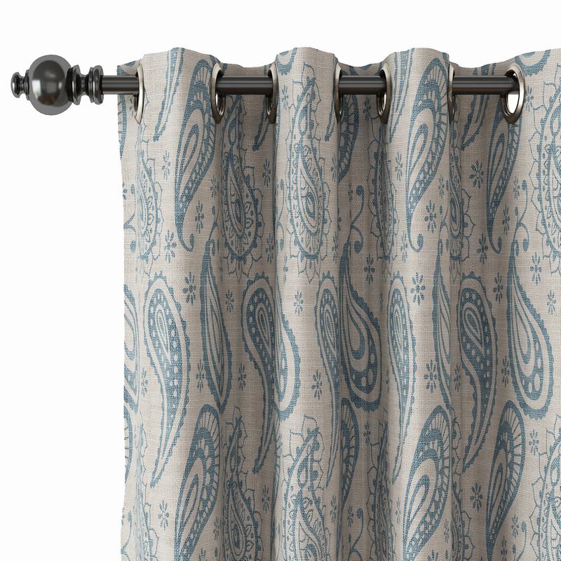 Paisley Polyester Linen Curtain Drapery with Privacy Blackout Thermal Lining AMBER