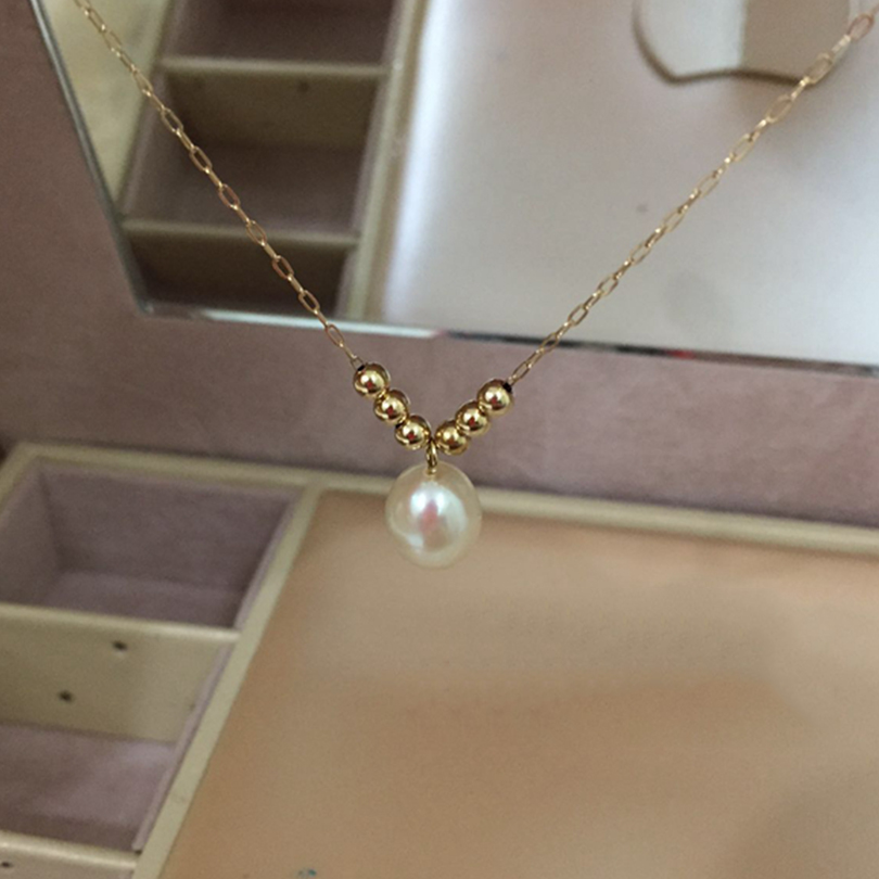 Newest Shine Layer Women Anklets 14K Gold Freshwater Pearl Ankle Bracelet Summer Mujer Sandals Beach tobilleras on Foot