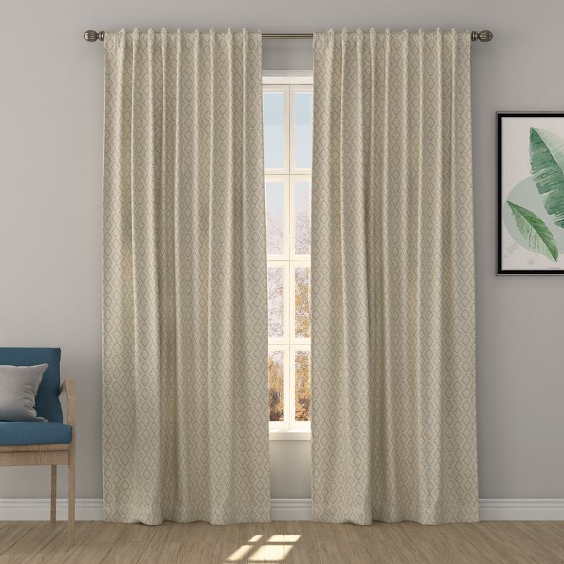 Solid Jacquard Diamond Curtain Drapery MAEVE