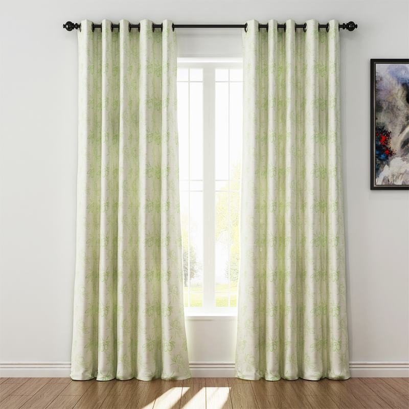 Nature Print Polyester Linen Curtain Drapery ATTICUS
