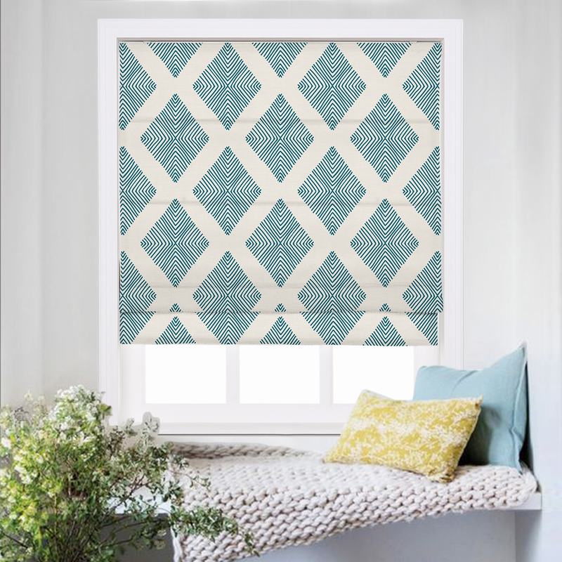 COLIN Geometric Print Polyester Linen Roman Shade