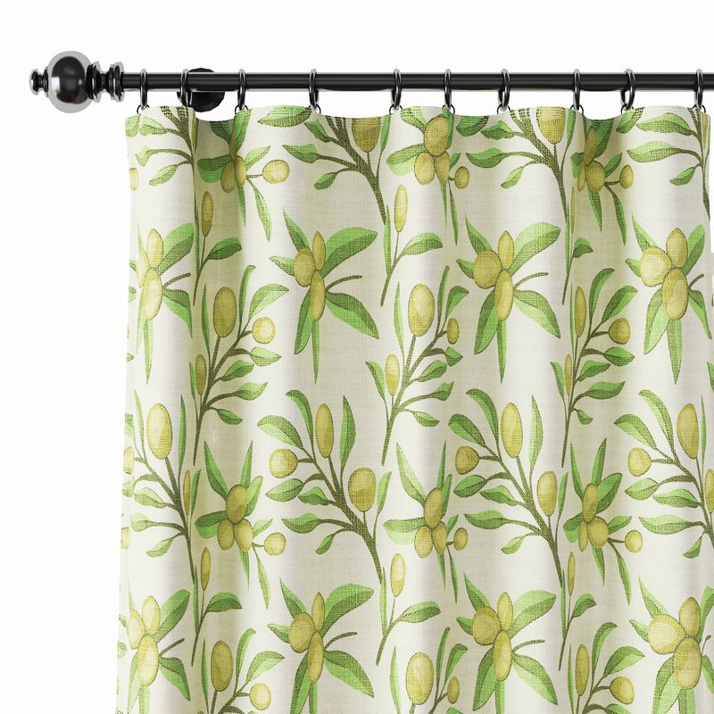 Nature Print Polyester Linen Curtain Drapery ASHER