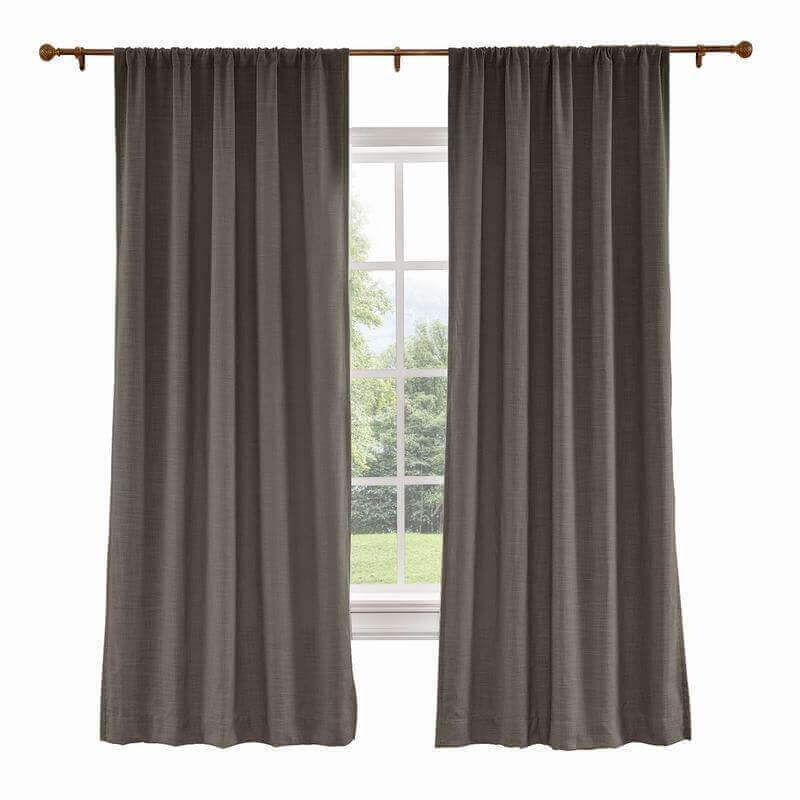 CUSTOM Liz Chocolate Tart Polyester Linen Curtain Drapery with Lined