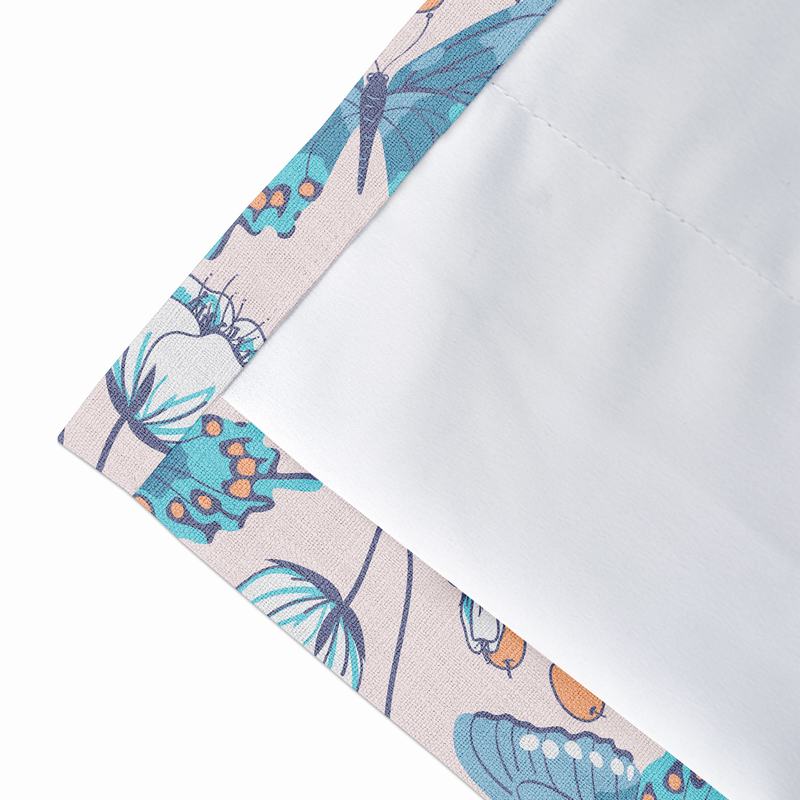 Nature Print Polyester Linen Curtain Drapery with Privacy Blackout Thermal Lining ALICE