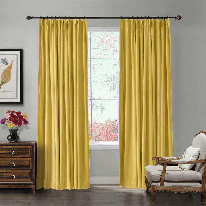 CUSTOM Birkin Yellow Velvet Curtain Drapery For Traverse Rod Pole or Track