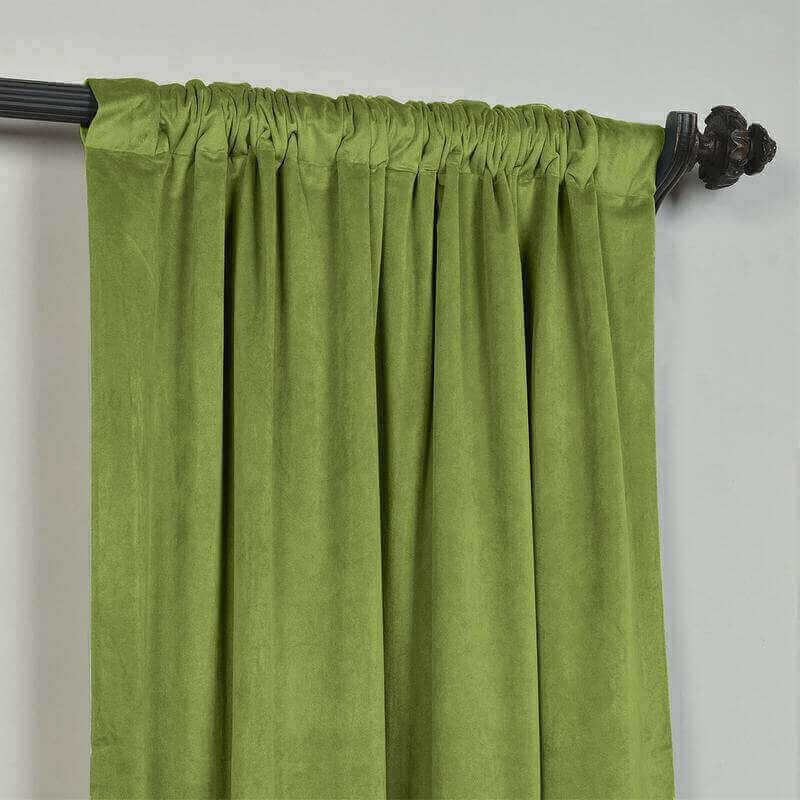 CUSTOM Birkin Green Velvet Curtain Drapery With Lining For Traverse Rod Pole or Track