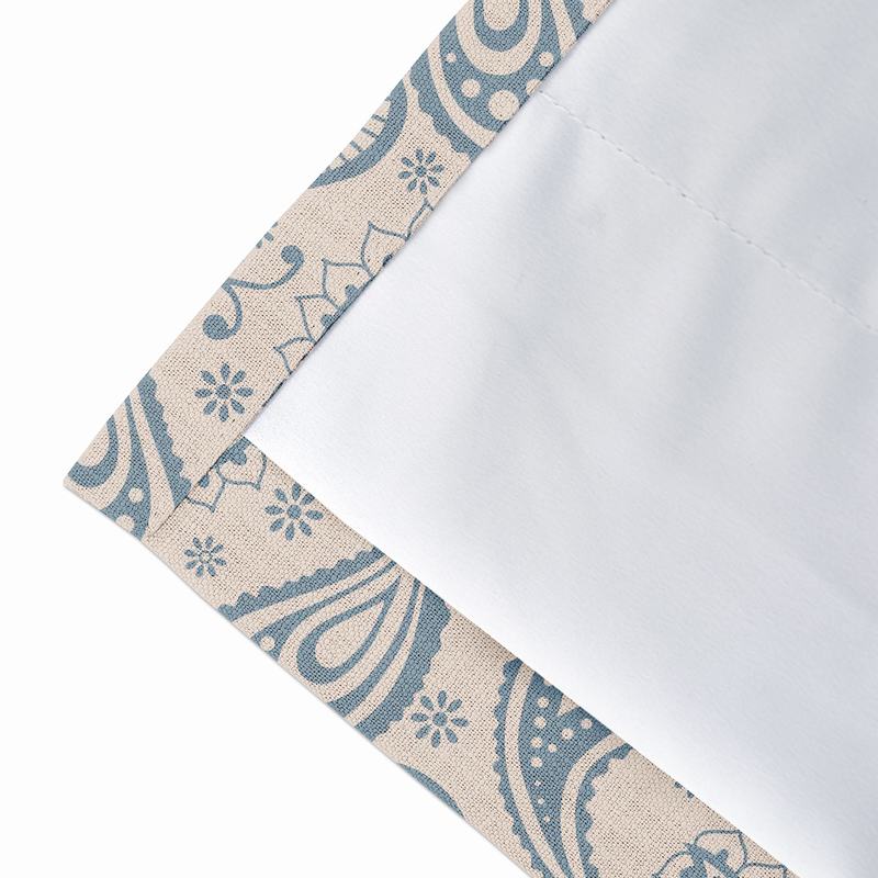 Paisley Polyester Linen Curtain Drapery with Privacy Blackout Thermal Lining AMBER