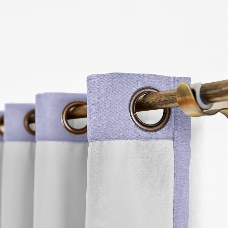 CUSTOM Kante Light Purple Polyester Cotton Drapery With Lining Curtains