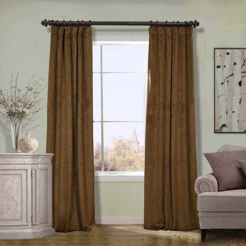 CUSTOM Birkin Sable Velvet Curtain Drapery With Lining For Traverse Rod Pole or Track