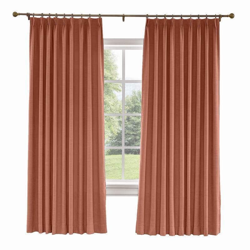 CUSTOM Liz Firebrick Polyester Linen Curtain Drapery with Lined
