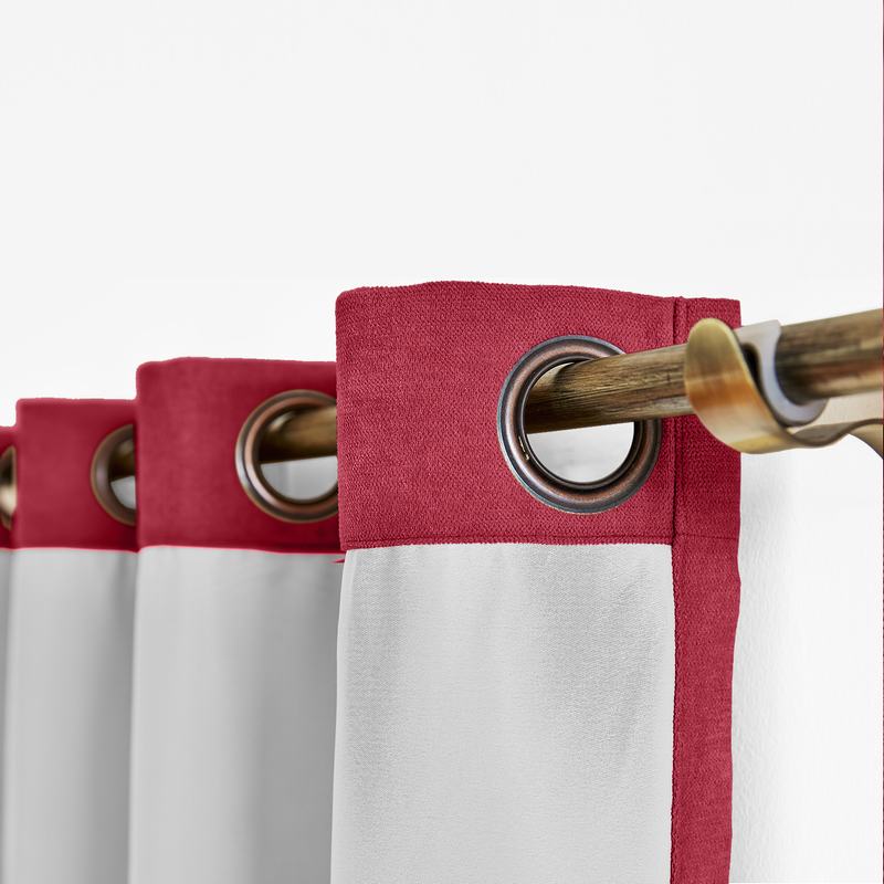 CUSTOM Kante Burgundy Polyester Cotton Drapery With Lining Curtains