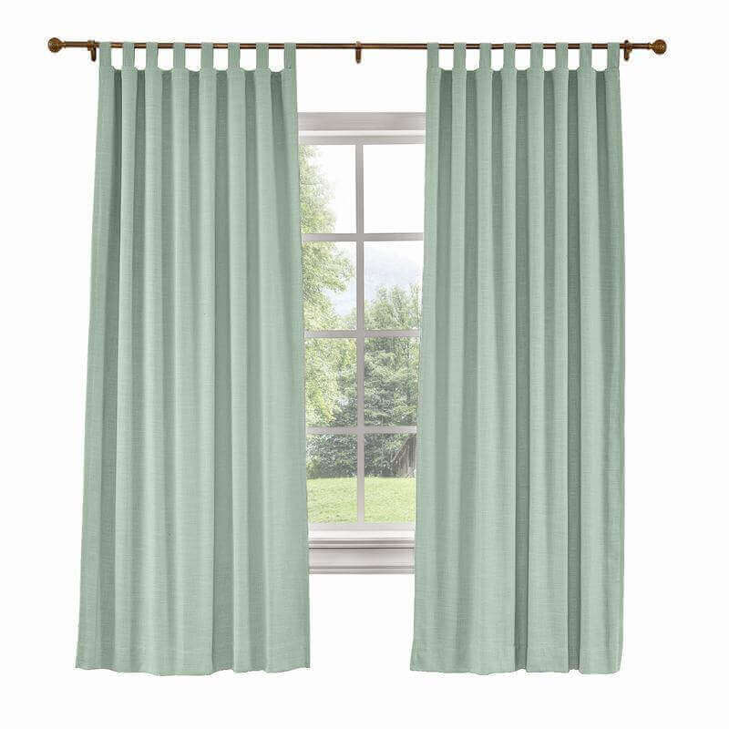 CUSTOM Liz Aqua Polyester Linen Curtain Drapery with Lined