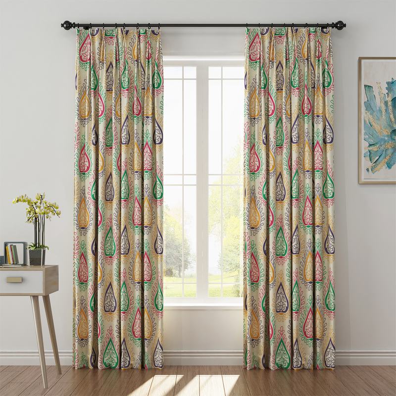 Abstract Print Polyester Linen Curtain Drapery WYATT