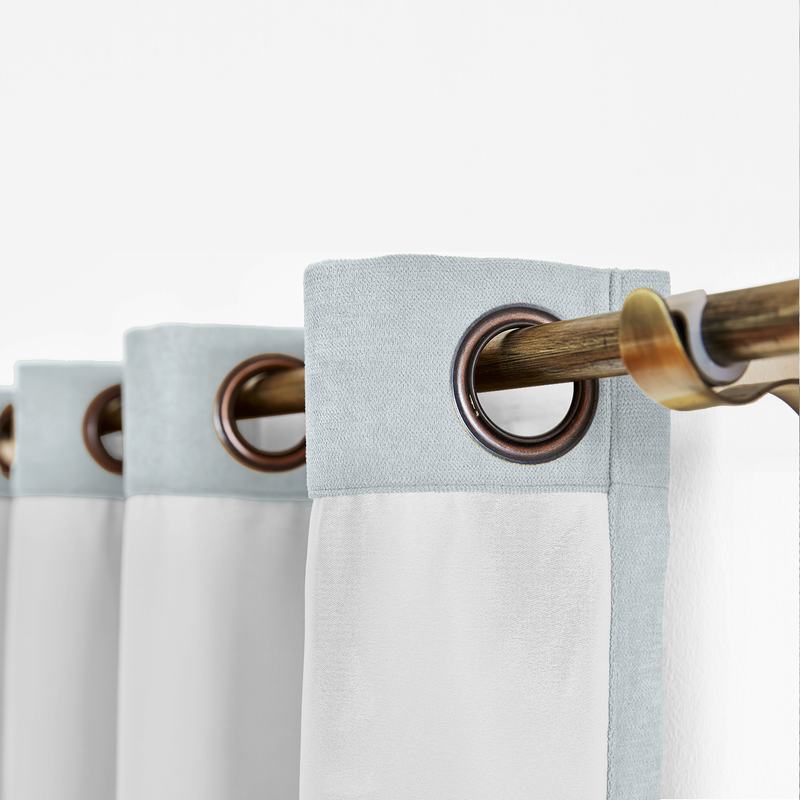 CUSTOM Kante Beige White Polyester Cotton Drapery With Lining Curtains