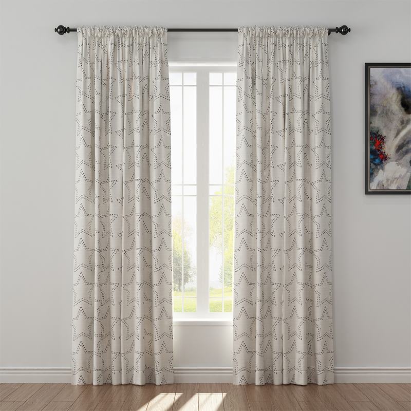 Geometric Print Polyester Linen Curtain Drapery BAOBEI