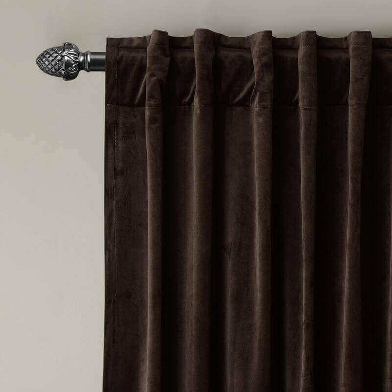 CUSTOM Birkin Chocolate Velvet Curtain Drapery With Lining For Traverse Rod Pole or Track