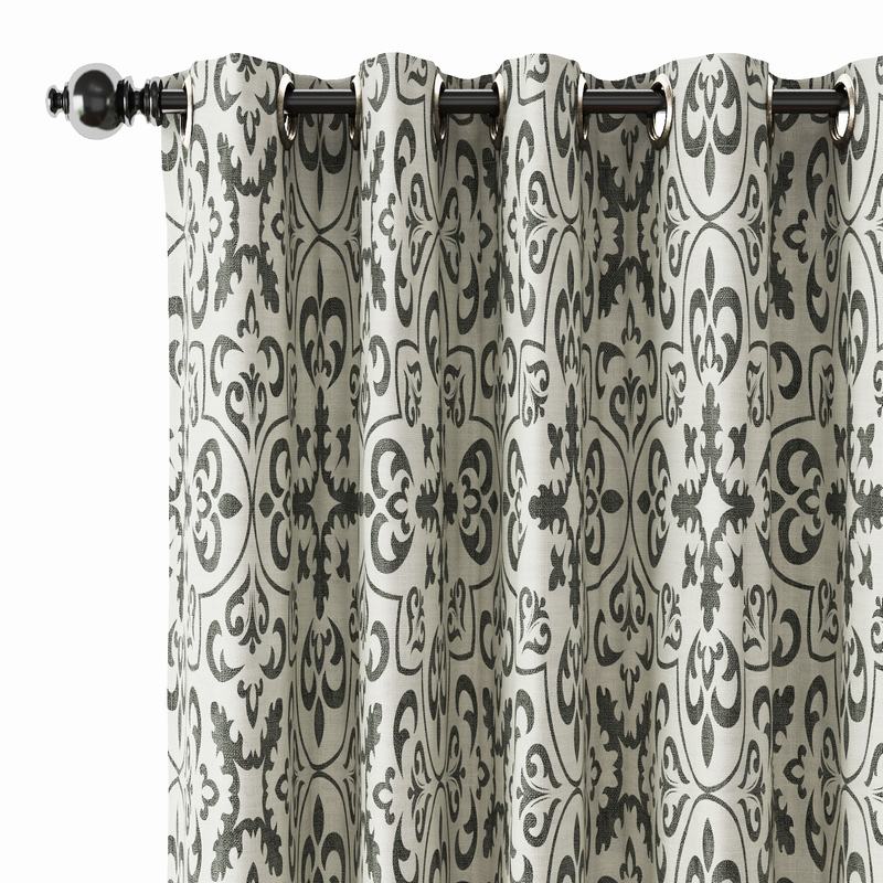 Geometric Print Polyester Linen Curtain Drapery MOBILIZATION