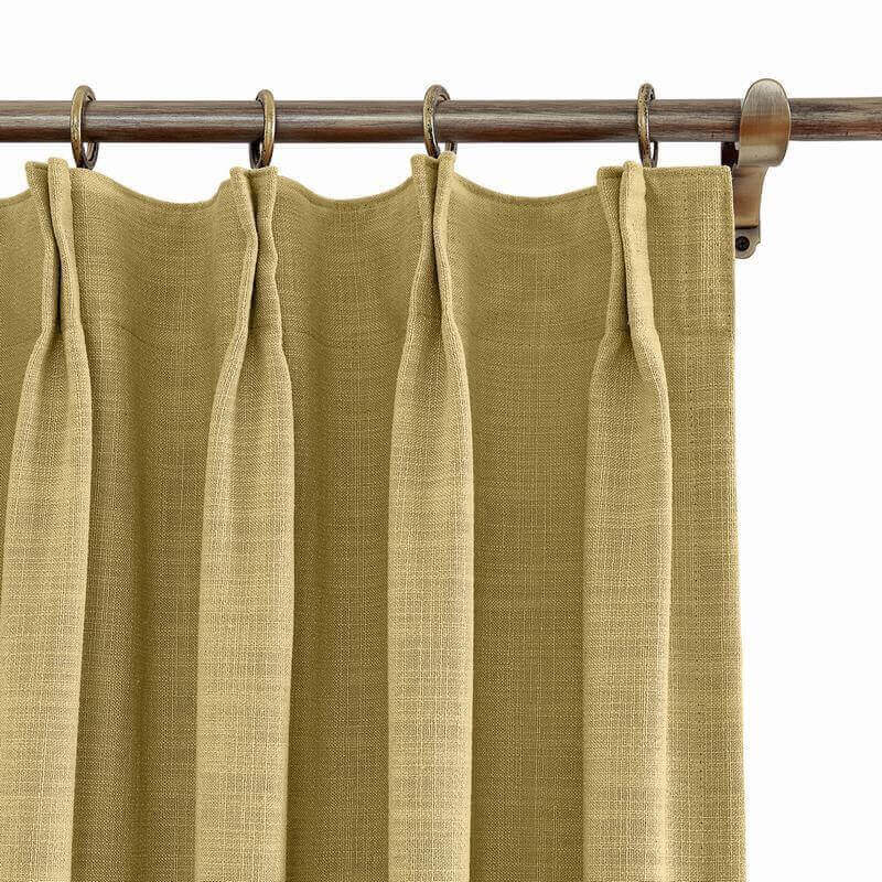 CUSTOM Liz Khaki Polyester Linen Curtain Drapery with Lined