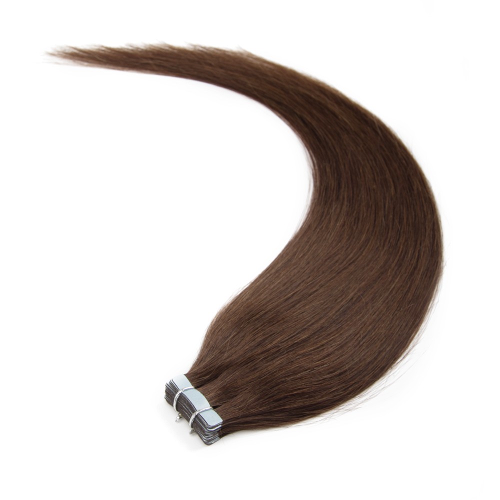 20pcs 50g Straight Tape In Hair Extensions #4 Chocolate Brown