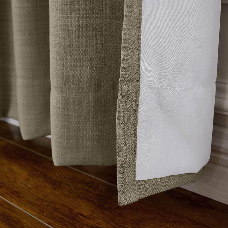 CUSTOM Liz Dim Gray Polyester Linen Curtain Drapery with Lined