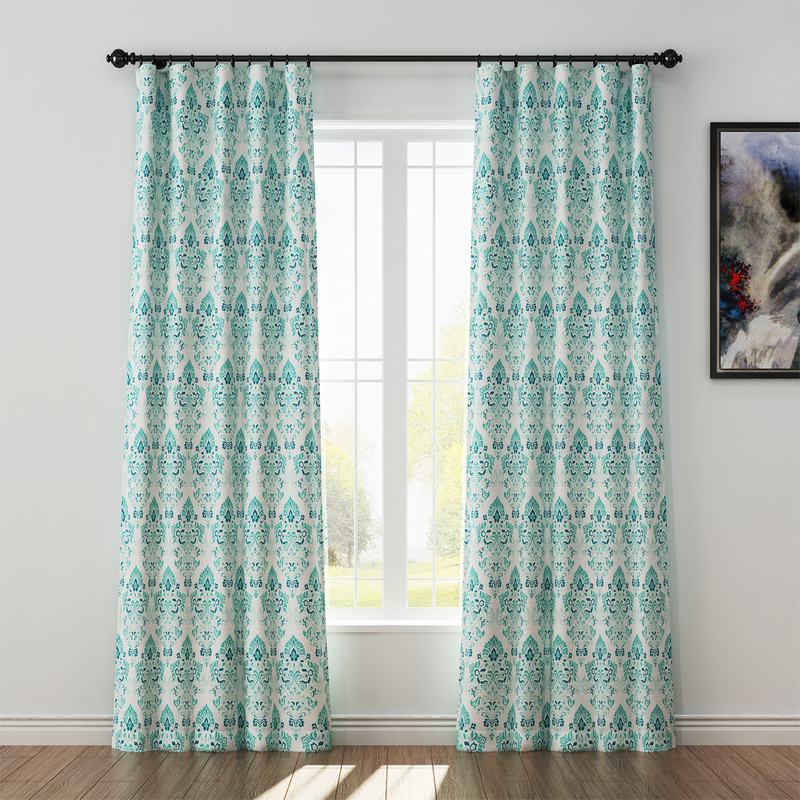Nature Print Polyester Linen Curtain Drapery ELIJAH
